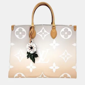 Light Peach Monogram Giant Canvas  On The Go By The Pool Tote Bag