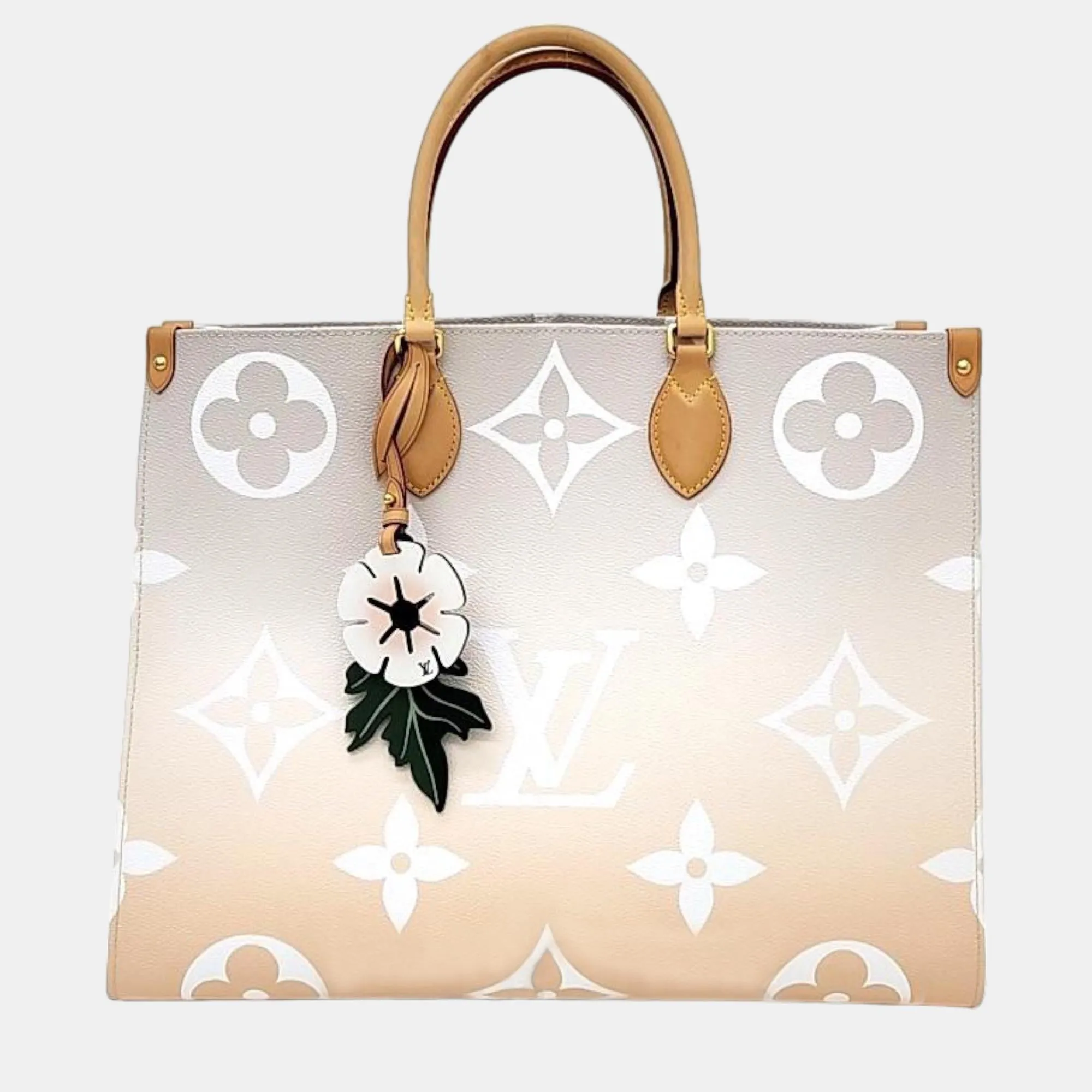 Light Peach Monogram Giant Canvas  On The Go By The Pool Tote Bag