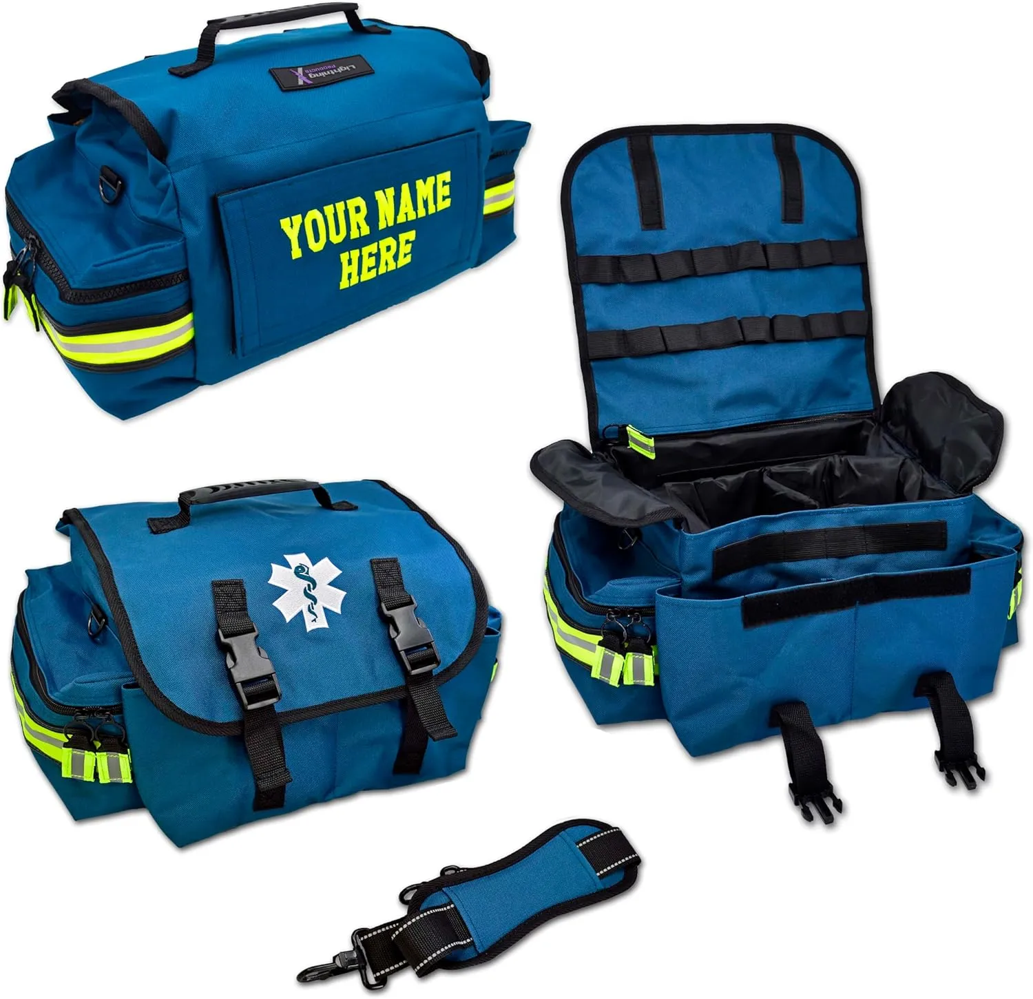 Lightning X Customizable Small Medic First Responder EMT Trauma Bag w/Embroidered Name Patch - BLUE