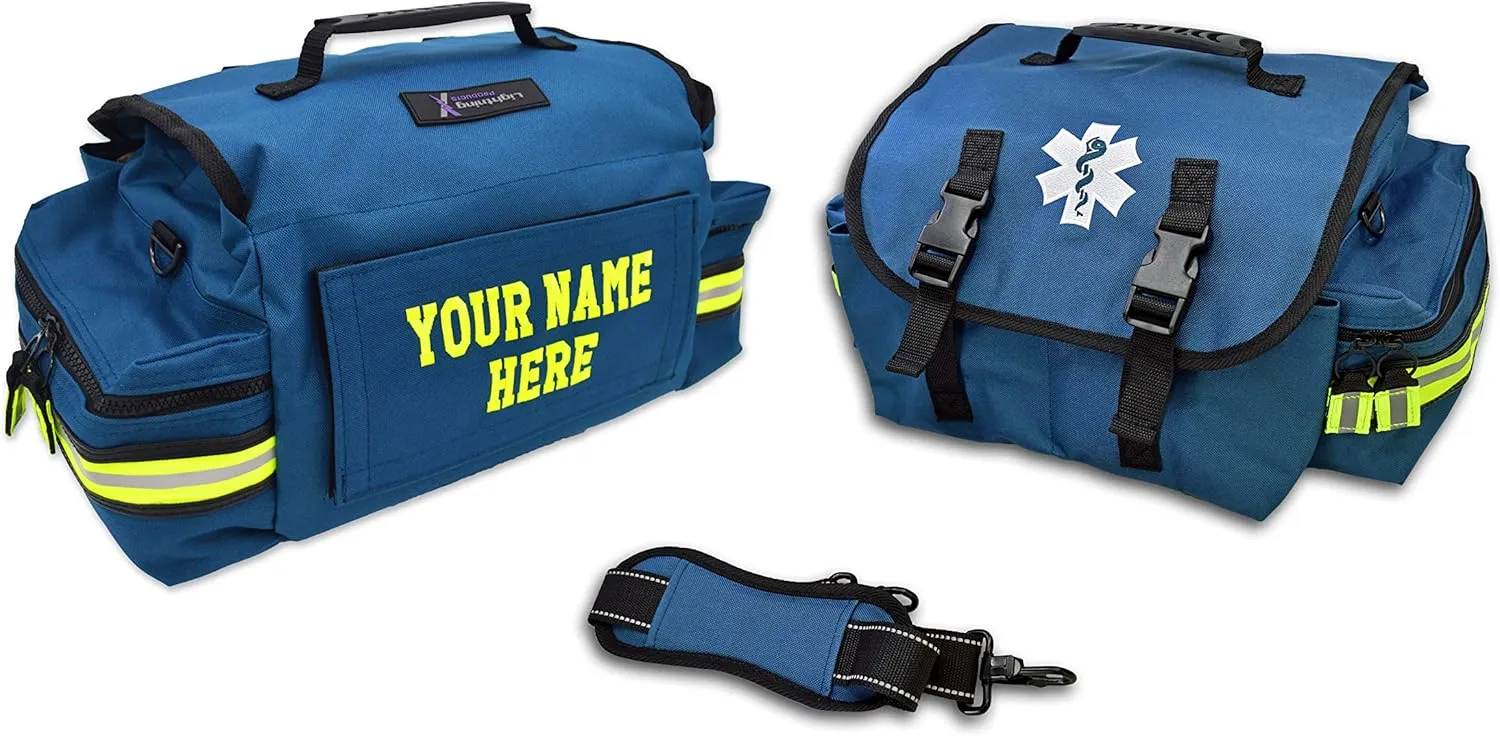Lightning X Customizable Small Medic First Responder EMT Trauma Bag w/Embroidered Name Patch - BLUE