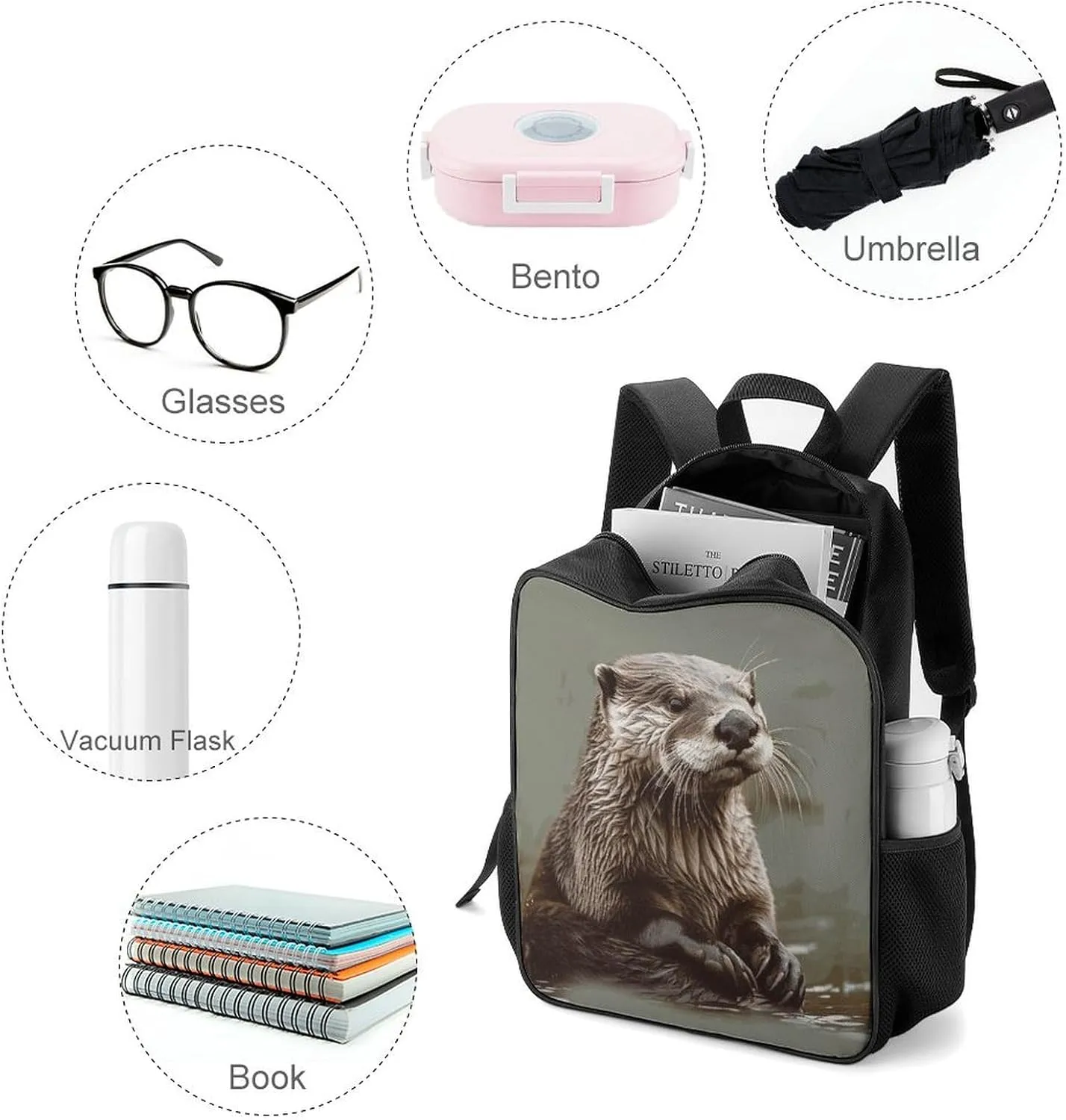 Lightweight Backpacks Cute Travel Bag Durable Beaver Animal Printing Small Travel Backpack For Women & Men