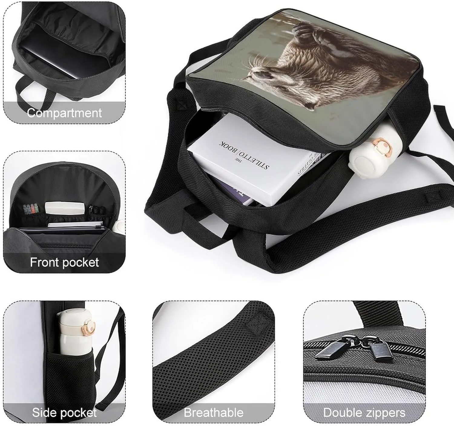 Lightweight Backpacks Cute Travel Bag Durable Beaver Animal Printing Small Travel Backpack For Women & Men
