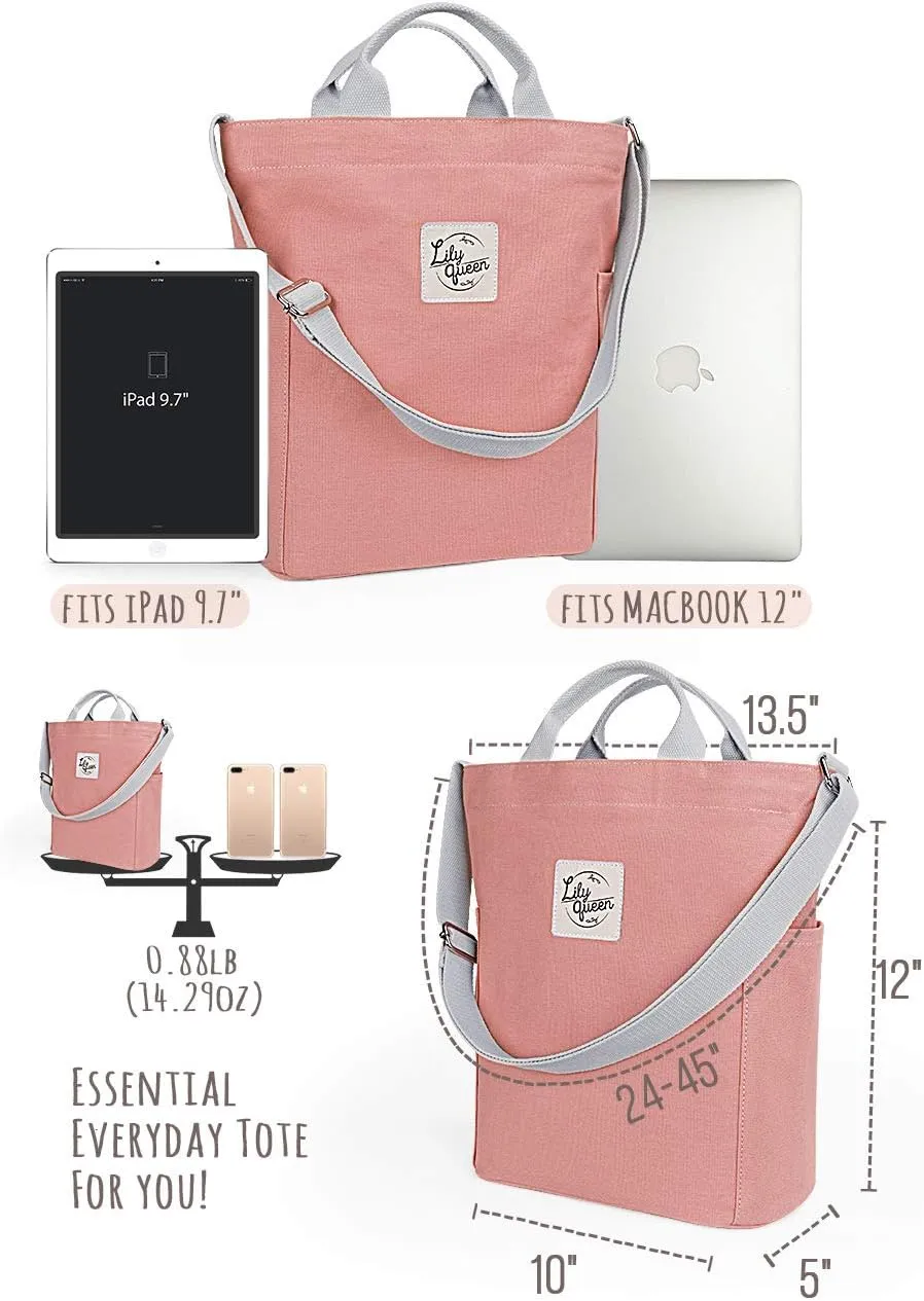 Lily queen Women Canvas Tote Handbags Casual Shoulder Work Bag Crossbody