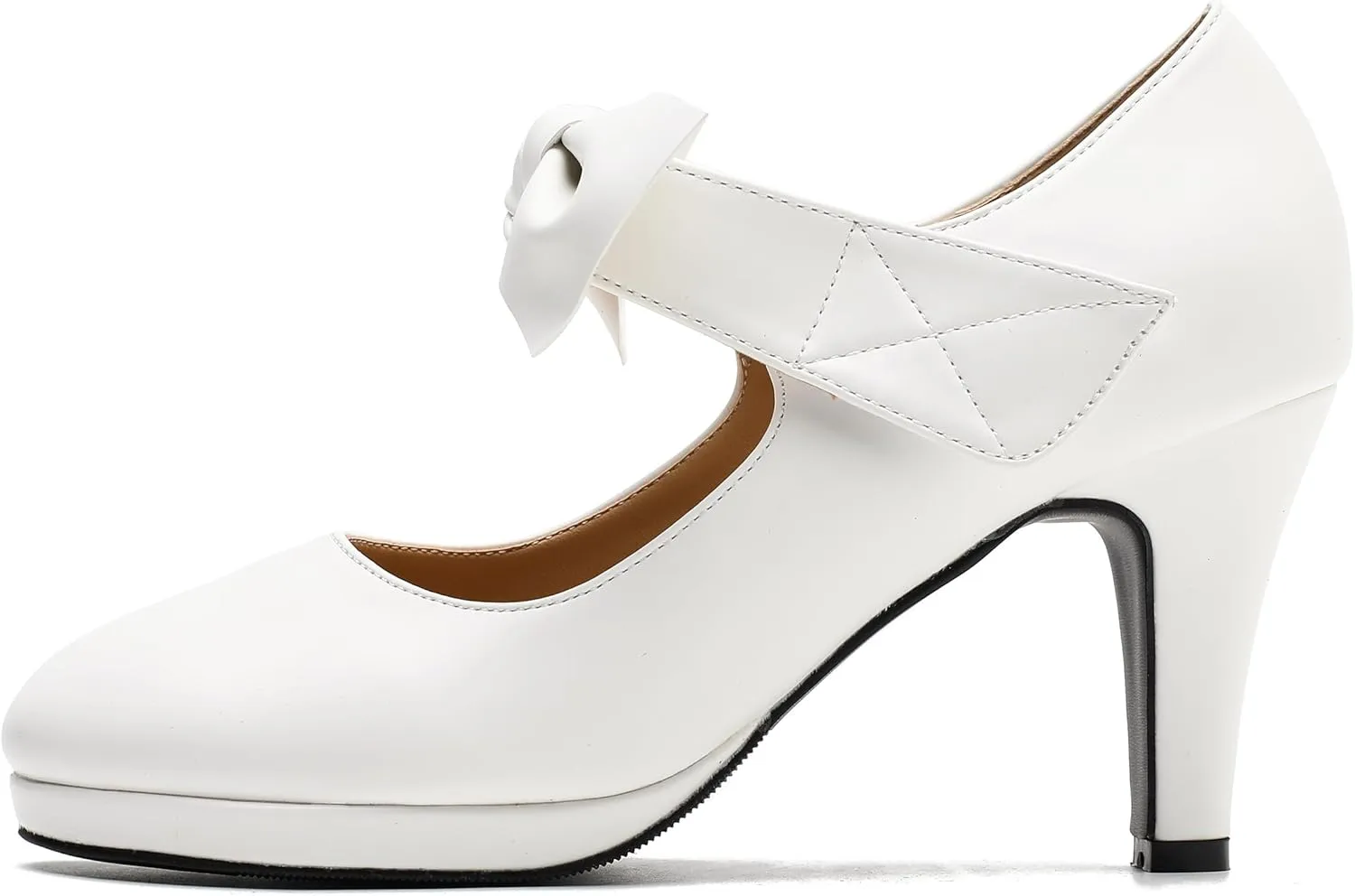 LIURUIJIA Women's Bow Platform Heels Mary Jane Pumps Ladies Sexy Cute Dressy Shoes for Wedding Work Party