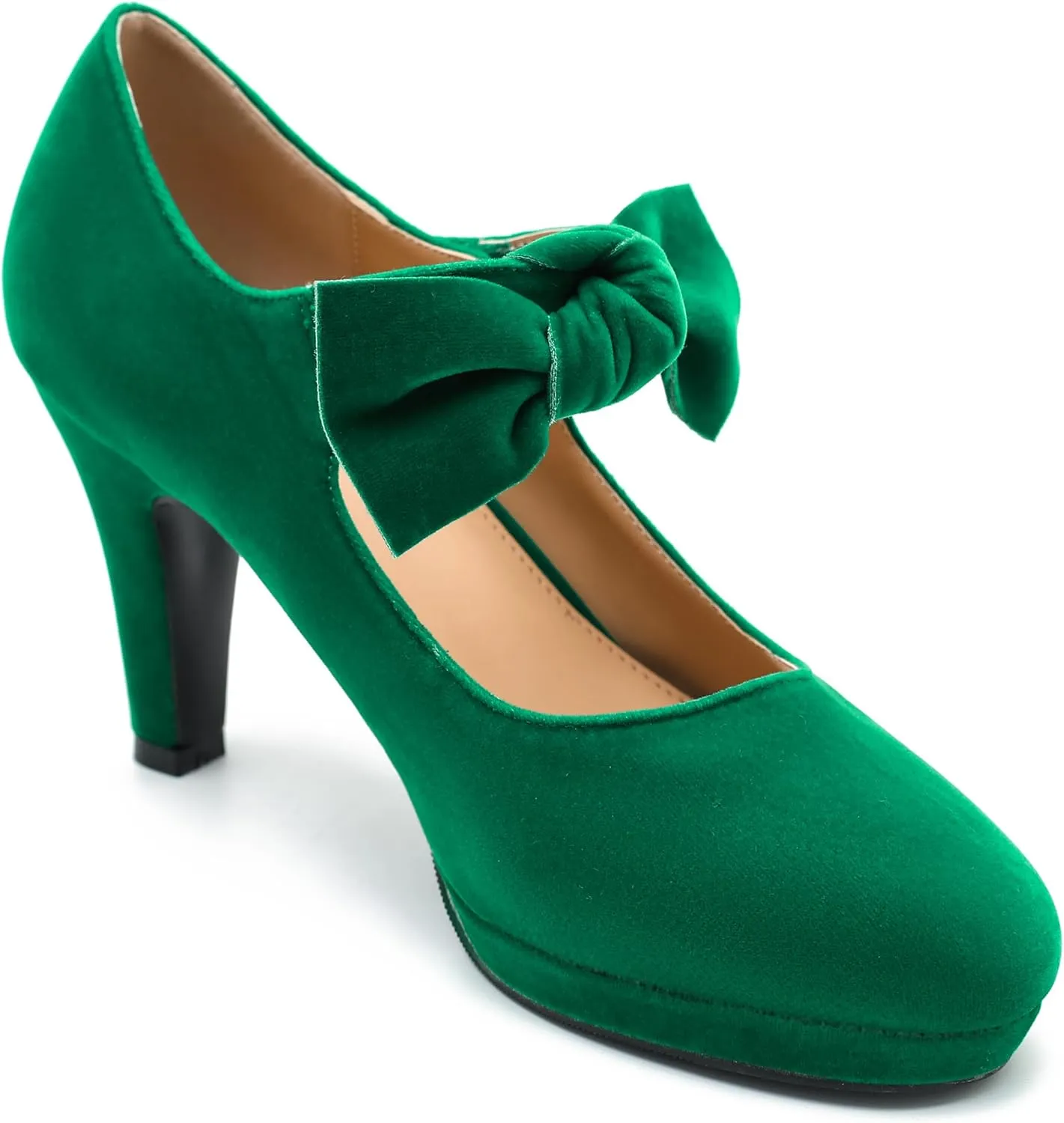 LIURUIJIA Women's Bow Platform Heels Mary Jane Pumps Ladies Sexy Cute Dressy Shoes for Wedding Work Party