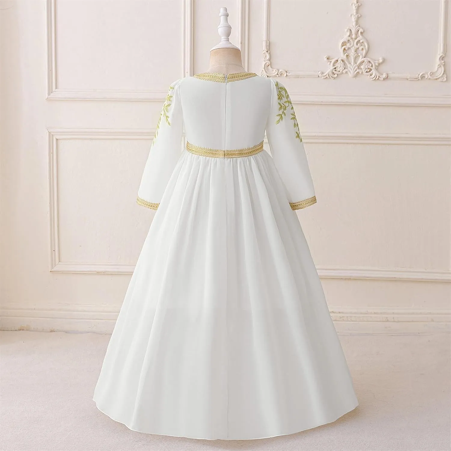 Lmdudan Muslim Girls Abaya Long Sleeve Prayer Dress Middle East Muslim Dubai Robe 2025 Ramadan Eid Eid Kaftan for 4-8 Years