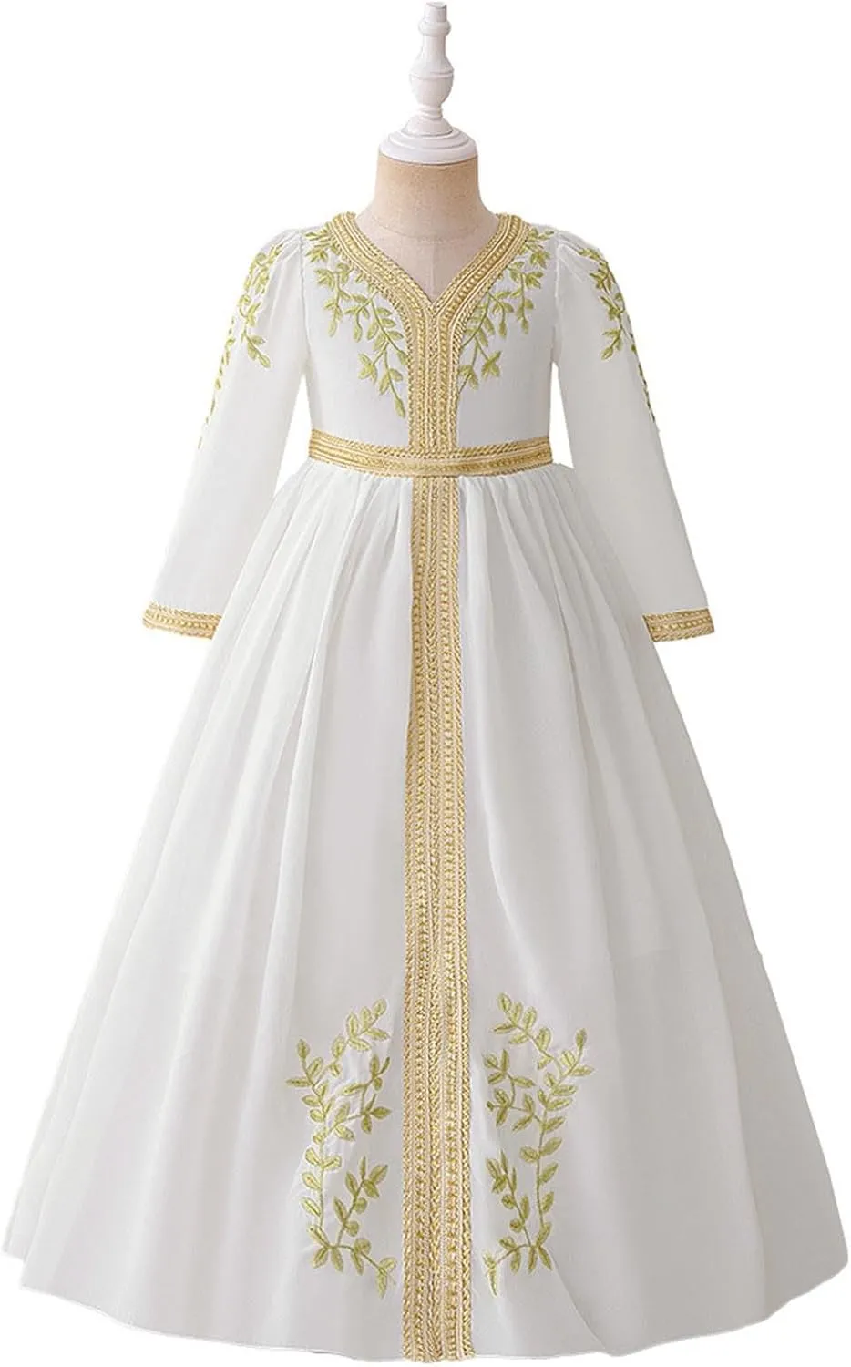 Lmdudan Muslim Girls Abaya Long Sleeve Prayer Dress Middle East Muslim Dubai Robe 2025 Ramadan Eid Eid Kaftan for 4-8 Years