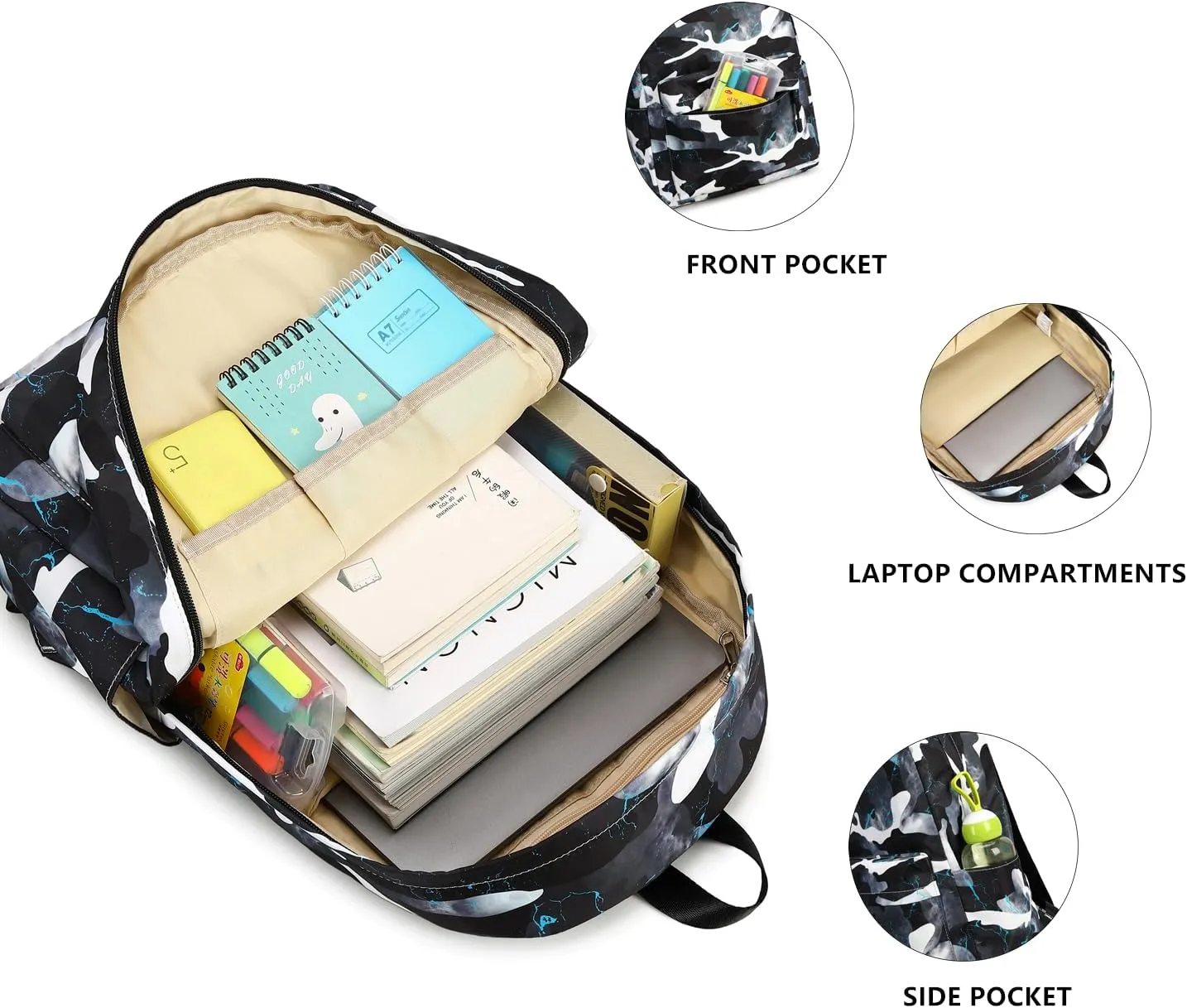 Lmwzh Backpack For Boys Elementary School Bags Kids Bookbag Waterproof Lightweight Durable (2023 Model) (A-Black)