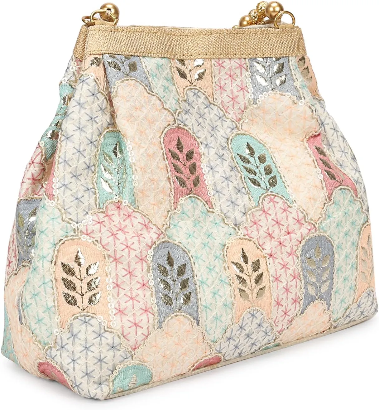 LONGING TO BUY Indian Ethnic Potli Handbag, Embroidered Evening Bag