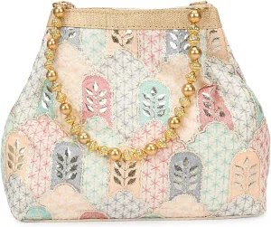 LONGING TO BUY Indian Ethnic Potli Handbag, Embroidered Evening Bag