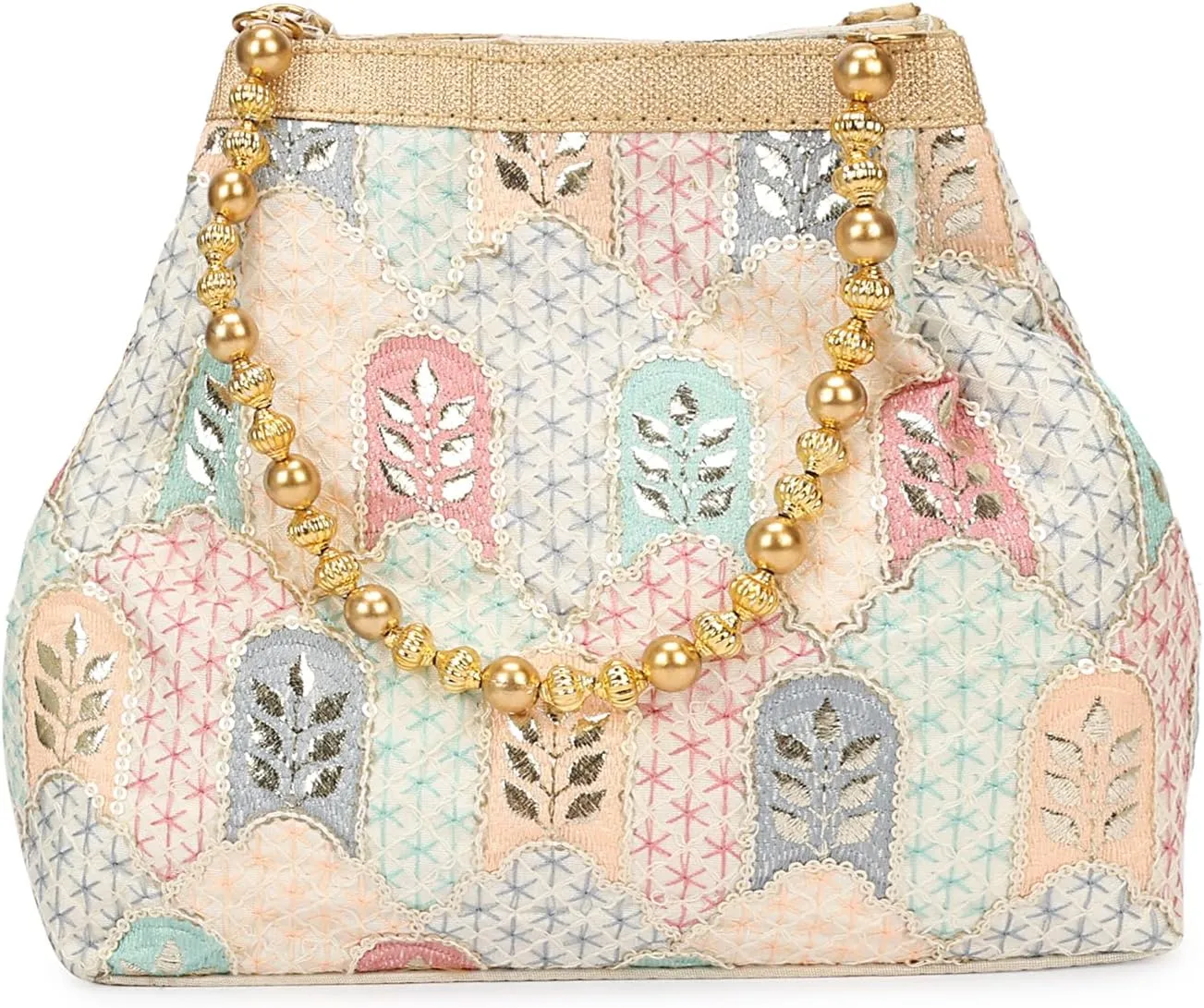 LONGING TO BUY Indian Ethnic Potli Handbag, Embroidered Evening Bag