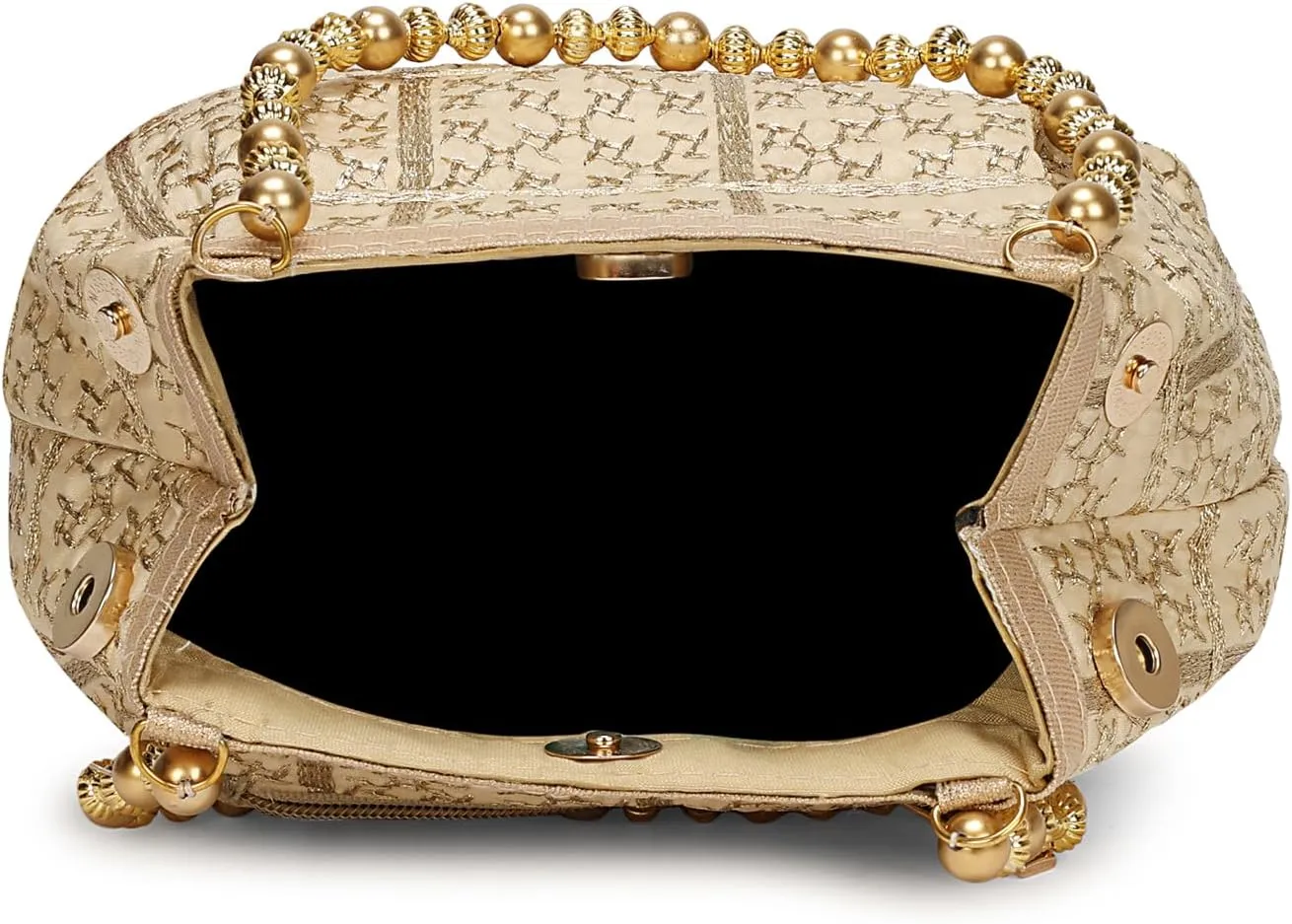 LONGING TO BUY Potli Bags for Women Embroidered Evening Purses with Gold Pearl Handle, Indian Women Potli Bags for Wedding
