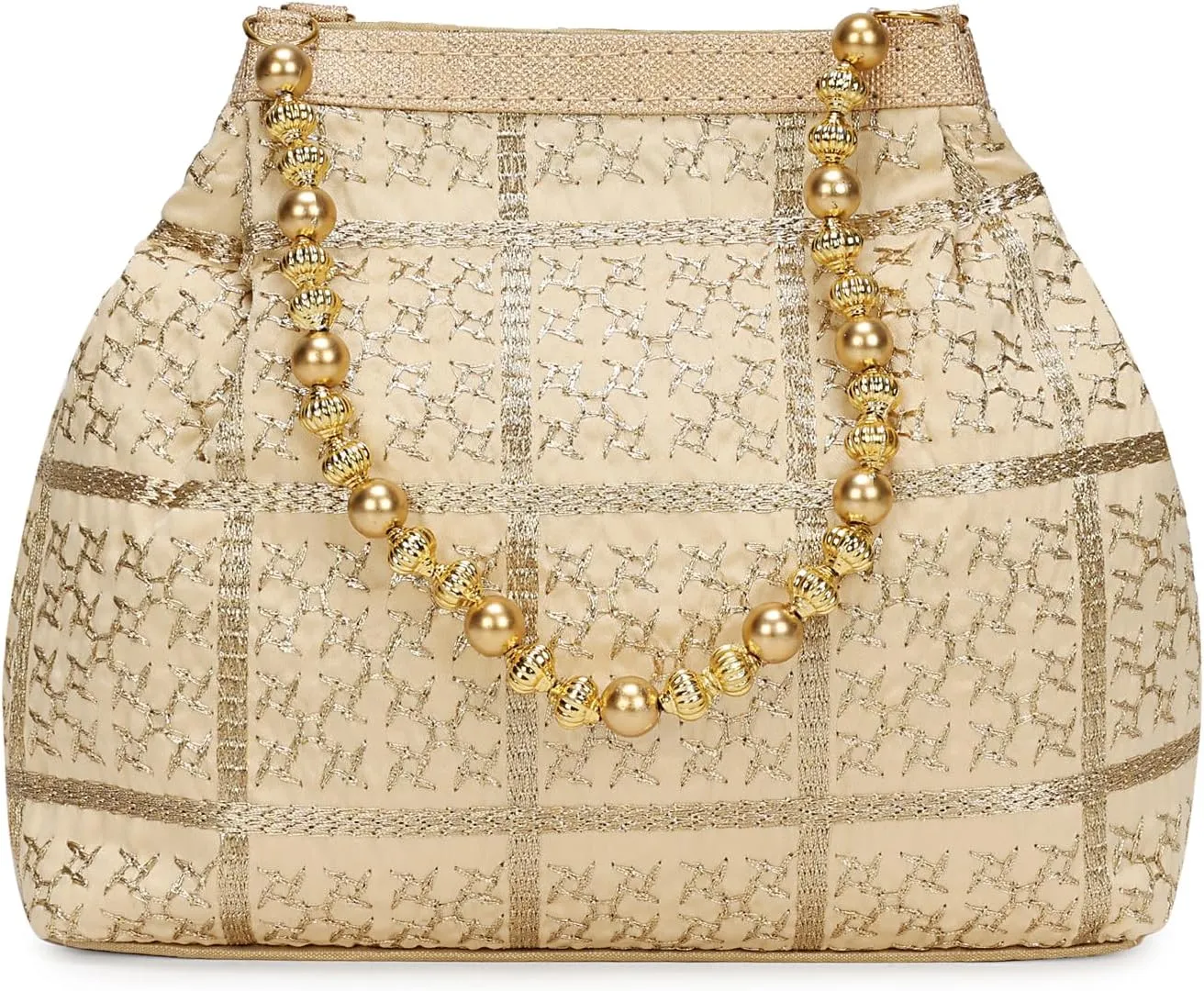 LONGING TO BUY Potli Bags for Women Embroidered Evening Purses with Gold Pearl Handle, Indian Women Potli Bags for Wedding