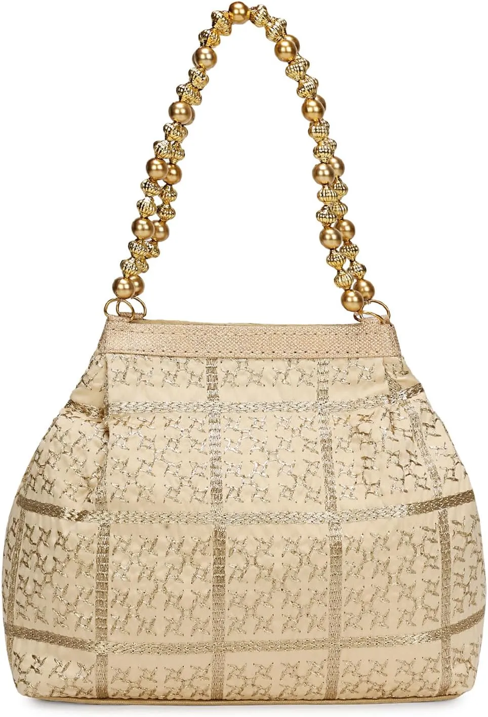 LONGING TO BUY Potli Bags for Women Embroidered Evening Purses with Gold Pearl Handle, Indian Women Potli Bags for Wedding