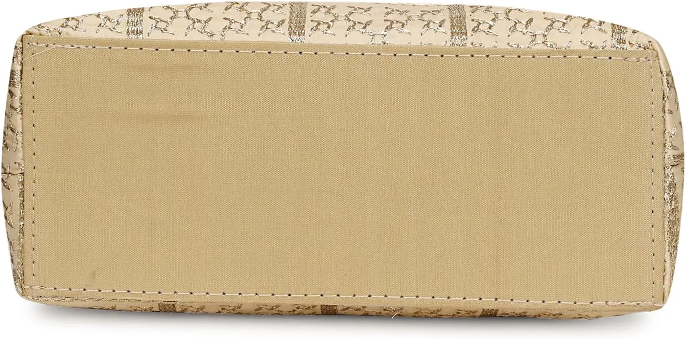 LONGING TO BUY Potli Bags for Women Embroidered Evening Purses with Gold Pearl Handle, Indian Women Potli Bags for Wedding