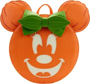 Loungefly Disney Glow FACE Minnie Pumpkin Mini Backpack