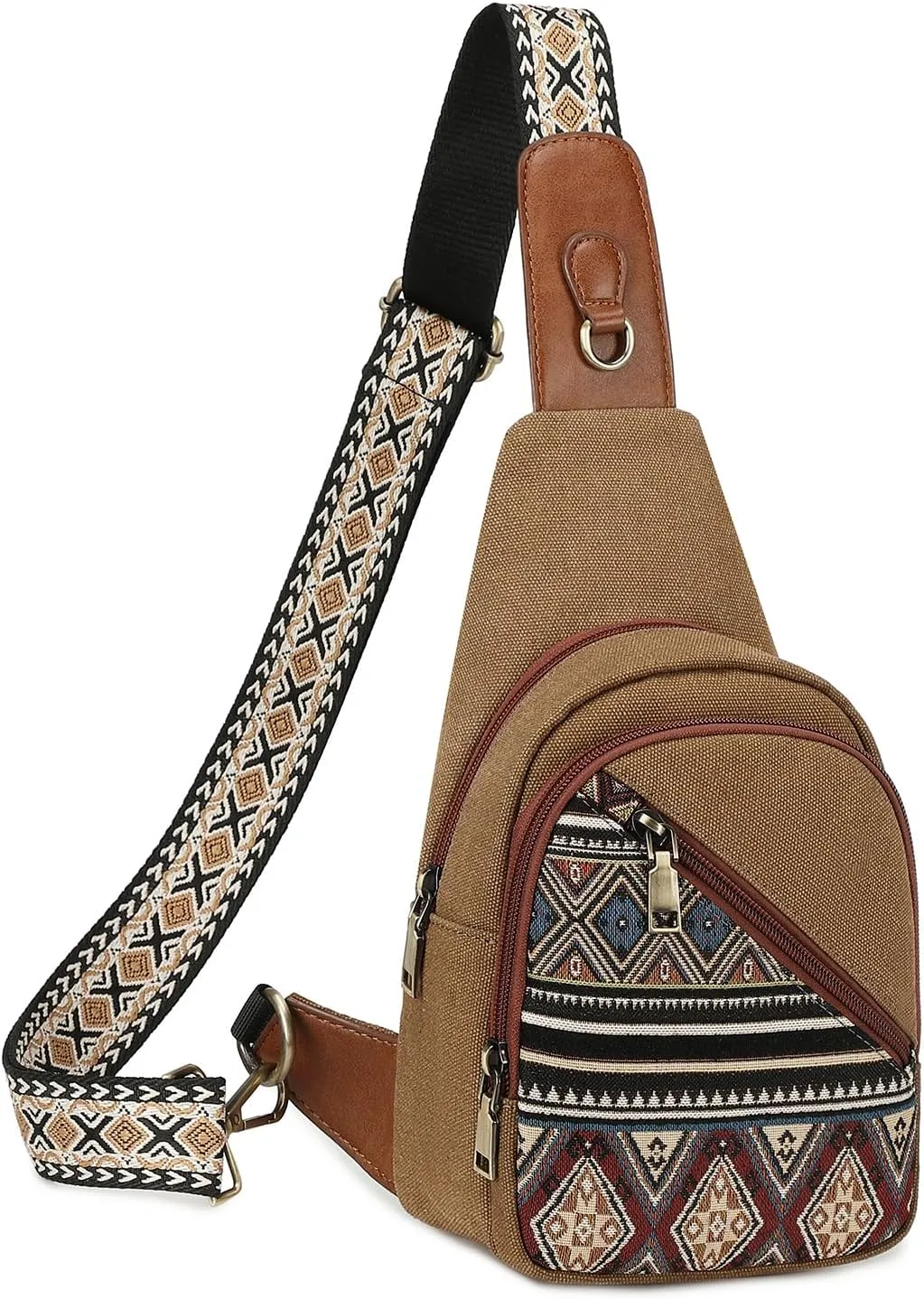 Love Deliver Small Sling Bag, Canvas Crossbody Boho Sling Backpack ─ Detachable Strap