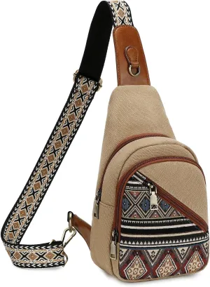 Love Deliver Small Sling Bag, Canvas Crossbody Boho Sling Backpack ─ Detachable Strap