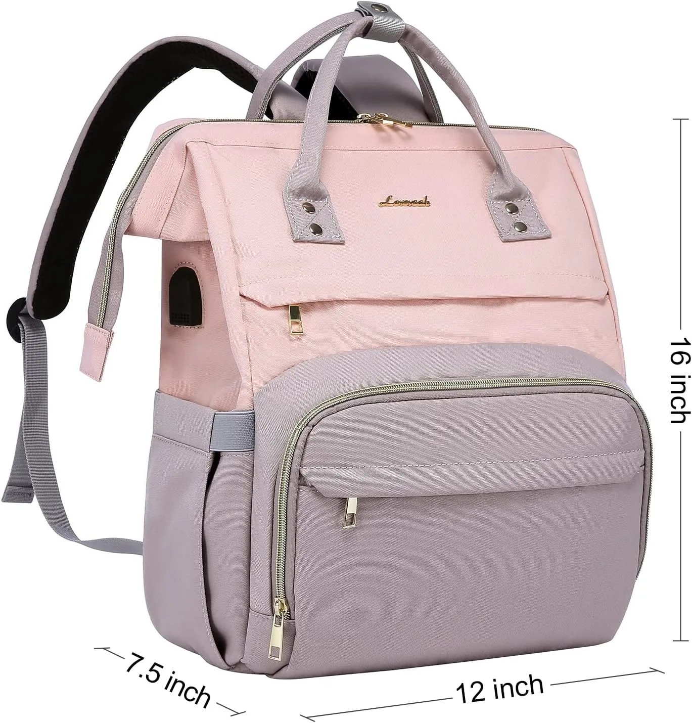 LOVEVOOK Laptop Backpack for Women Fashion Business Computer Backpacks Travel Bags Purse Doctor Nurse Work Backpack with USB Port, Fits 15.6-Inch Laptop Pink-Taro Purple
