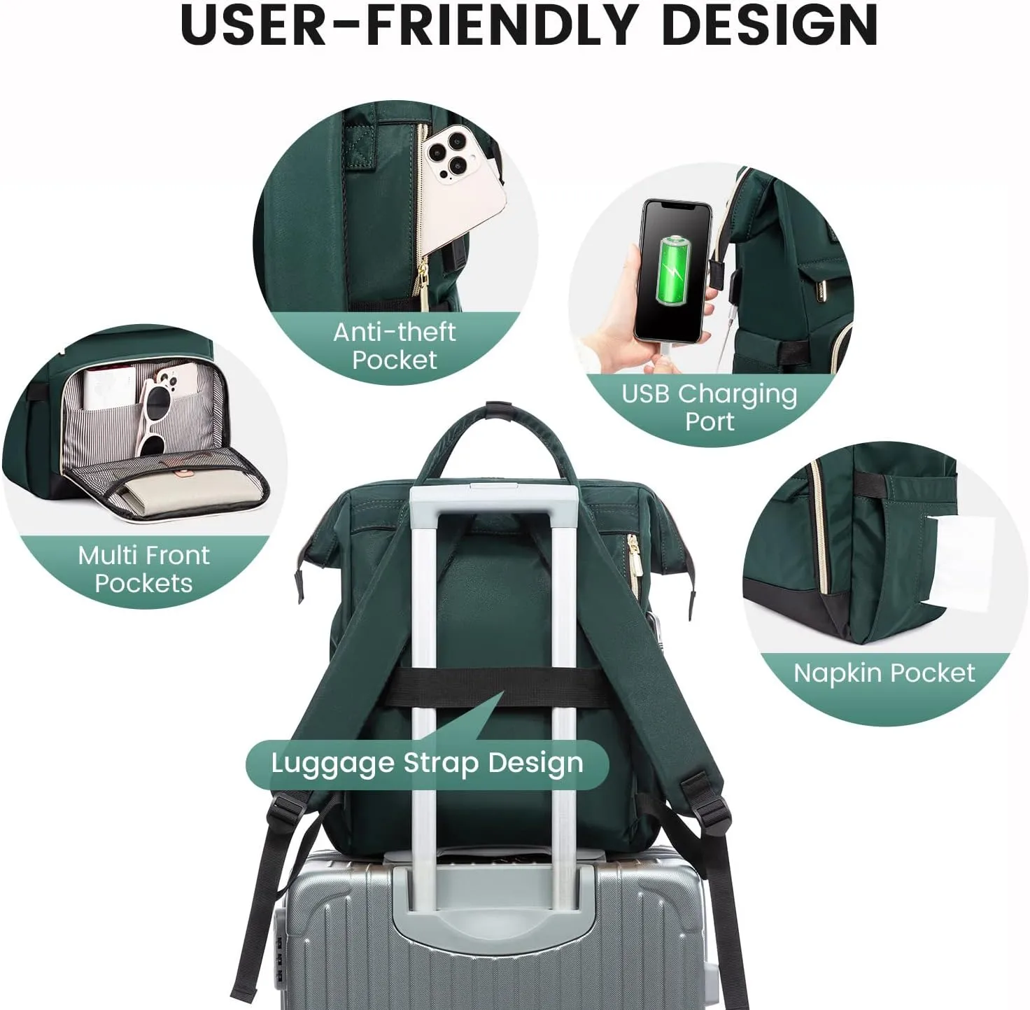 LOVEVOOK Laptop Backpack for Women Fashion Computer Backpack Purse with USB Port Large Travel Backpack Nurse Teacher Bag for Business Work College