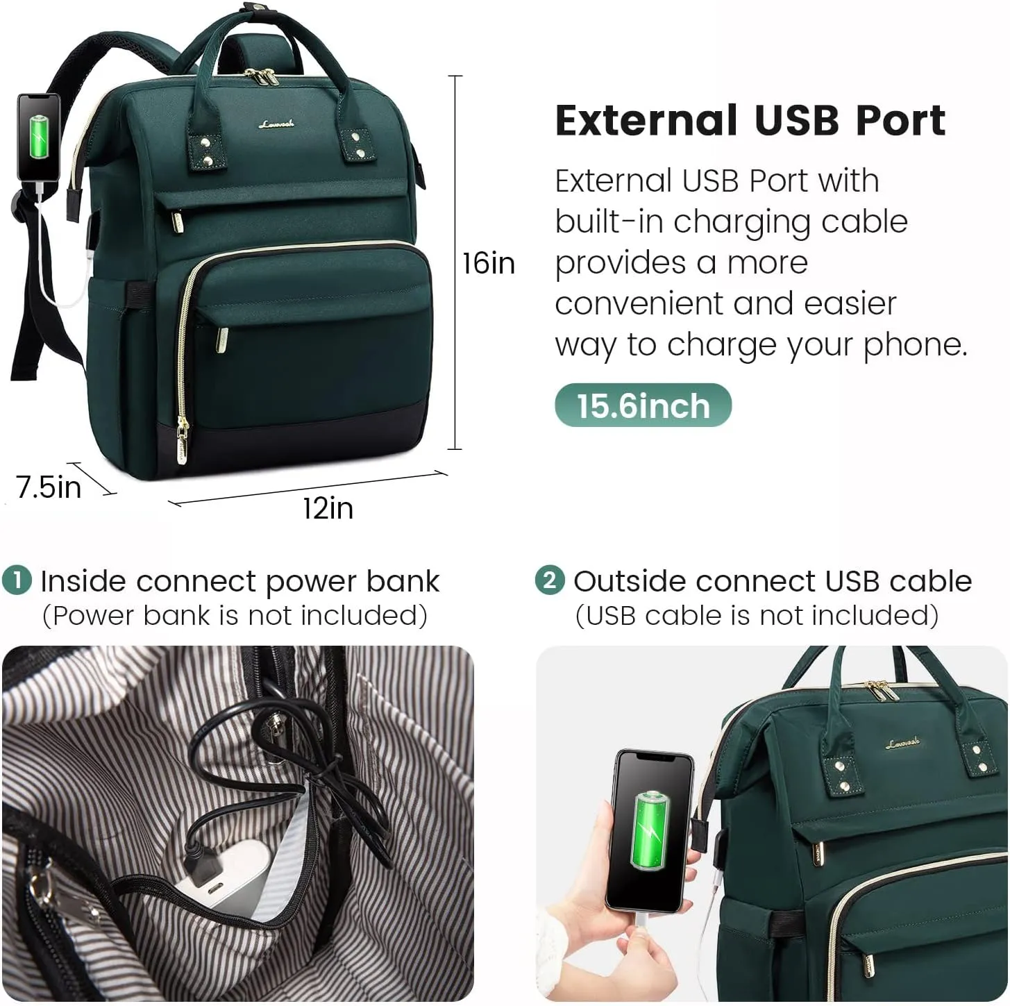 LOVEVOOK Laptop Backpack for Women Fashion Computer Backpack Purse with USB Port Large Travel Backpack Nurse Teacher Bag for Business Work College