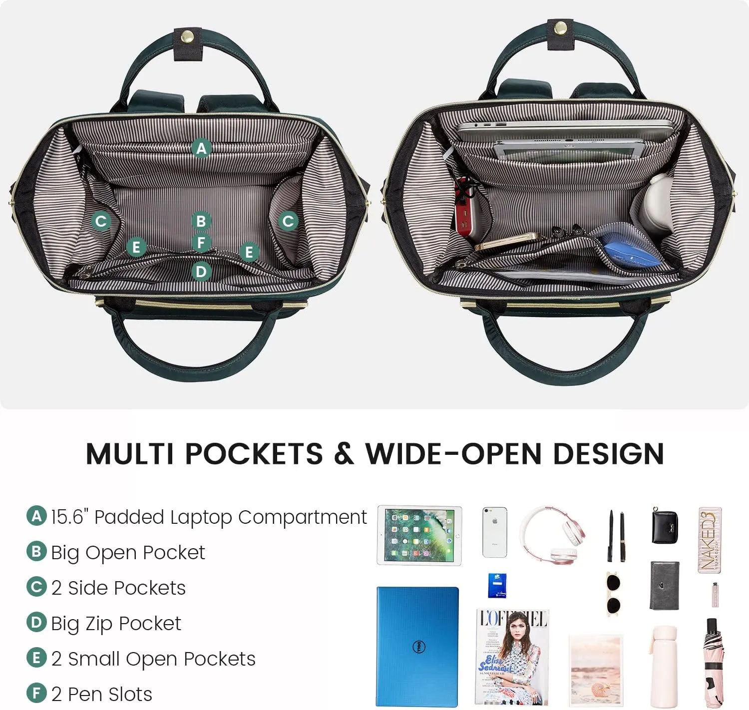 LOVEVOOK Laptop Backpack for Women Fashion Computer Backpack Purse with USB Port Large Travel Backpack Nurse Teacher Bag for Business Work College