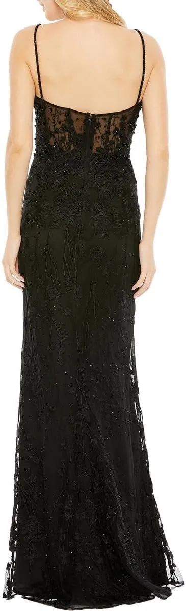 Mac Duggal Womens Lace Corset Evening Dress