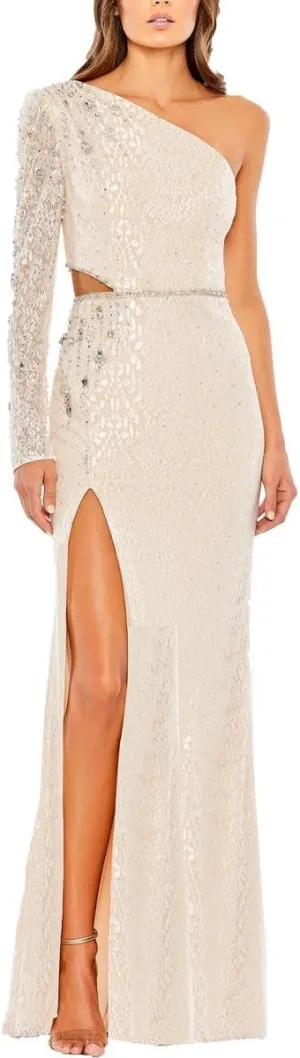 Mac Duggal Womens Lace Cut-Out Evening Dress