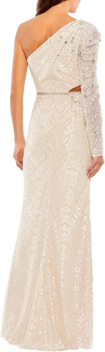 Mac Duggal Womens Lace Cut-Out Evening Dress