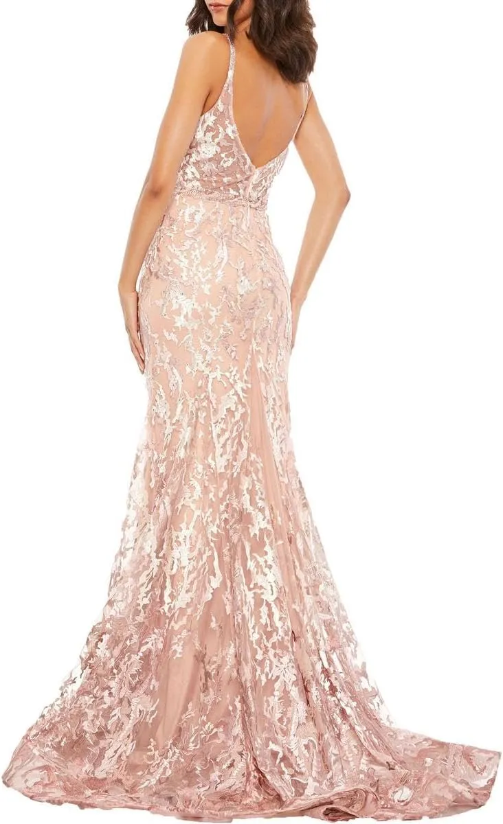 Mac Duggal Womens Lace Embellished Evening Dress