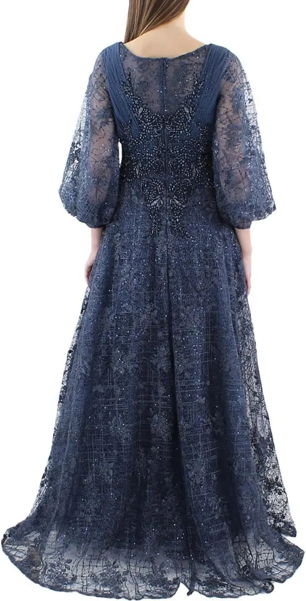 Mac Duggal Womens Lace Embellished Evening Dress