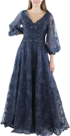 Mac Duggal Womens Lace Embellished Evening Dress