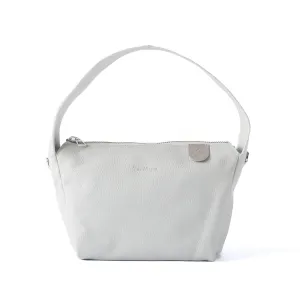 Maina Leather Shoulder Bag - White, Handmade Leather Crossbody Bag, Zip Top, Buttery Soft Cowhide Leather, Adjustable Shoulder to Crossbody Strap