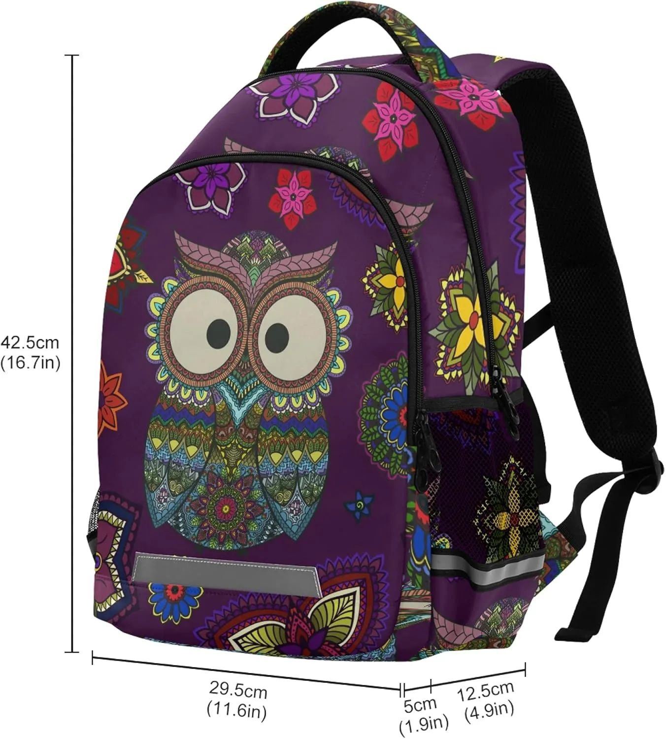 Mandala Boho Owl Backpacks Laptop School Book Bag Lightweight Daypack for Men Women Teens Kids