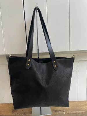 Market Canvas Leather Handbags - Essential Tote Bag in Black