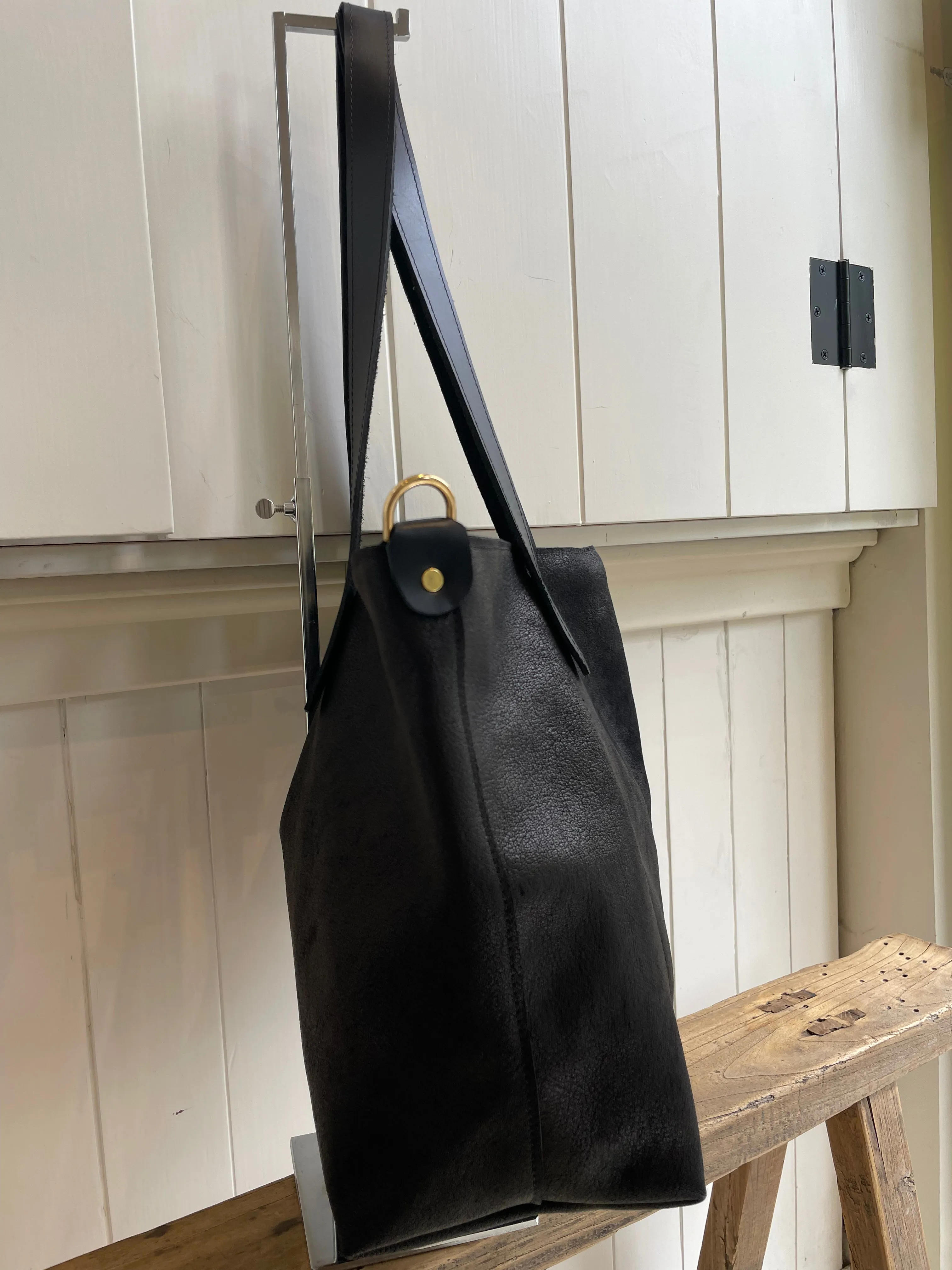 Market Canvas Leather Handbags - Essential Tote Bag in Black
