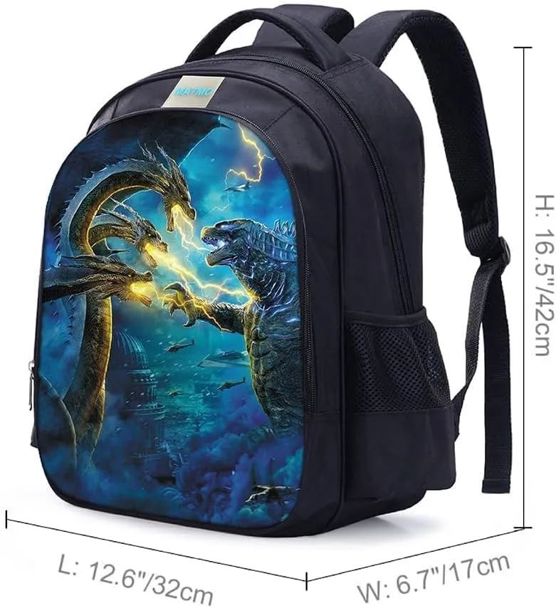 MATMO Monster Dragon Backpack and Lunch Bag Set for Boys, School Backpacks Shoulder Bag Pencil Case (Monster Dragon Backpack Set 13)
