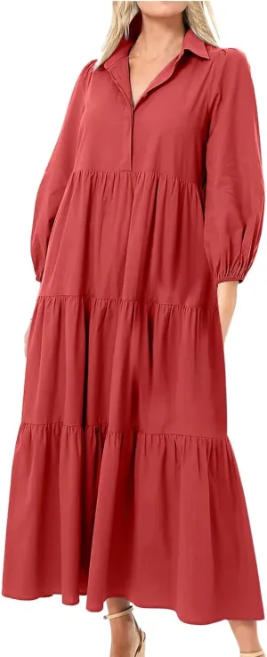 Maxi Dress for Women Casual 2024 Button Down V-Neck Lapel a Line Pleated Shirt Dress Plus Size Fall Flowy Long Dress