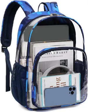 Meisohua Clear Backpacks for School Heavy Duty Transparent See Through Clear Backpack Stadium Approved Clear Bookbag for Boys College School Clear Backpack for Concert Work Sport Travel