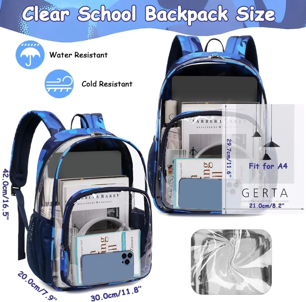 Meisohua Clear Backpacks for School Heavy Duty Transparent See Through Clear Backpack Stadium Approved Clear Bookbag for Boys College School Clear Backpack for Concert Work Sport Travel