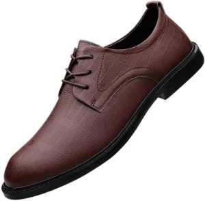Men Dress Oxford Shoes Classic Lace Up Office Breathable Top-Grain Leather Non Slip Rubber Sole Low Top Shoe for Casual Wedding Party Prom