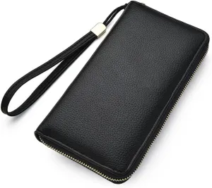 Men's Long Handbags Metal Decoration Multifunctional Large Capacity With Handle Strap Handbag Zipper Wallet purse