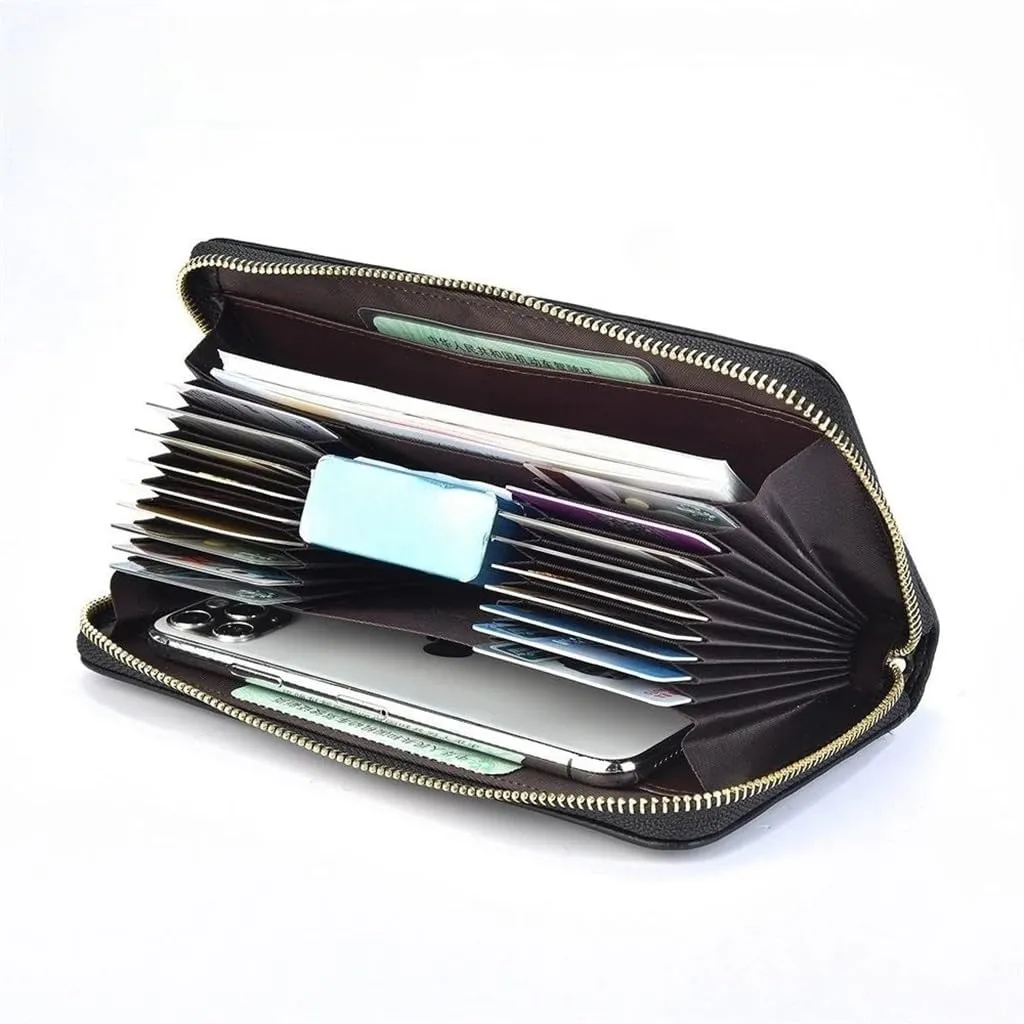 Men's Long Handbags Metal Decoration Multifunctional Large Capacity With Handle Strap Handbag Zipper Wallet purse
