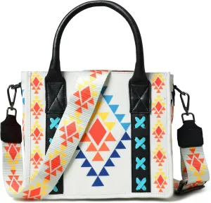 Merbaa Canvas Aztec Tote Bag for Women - Boho Shoulder Purses and Handbags
