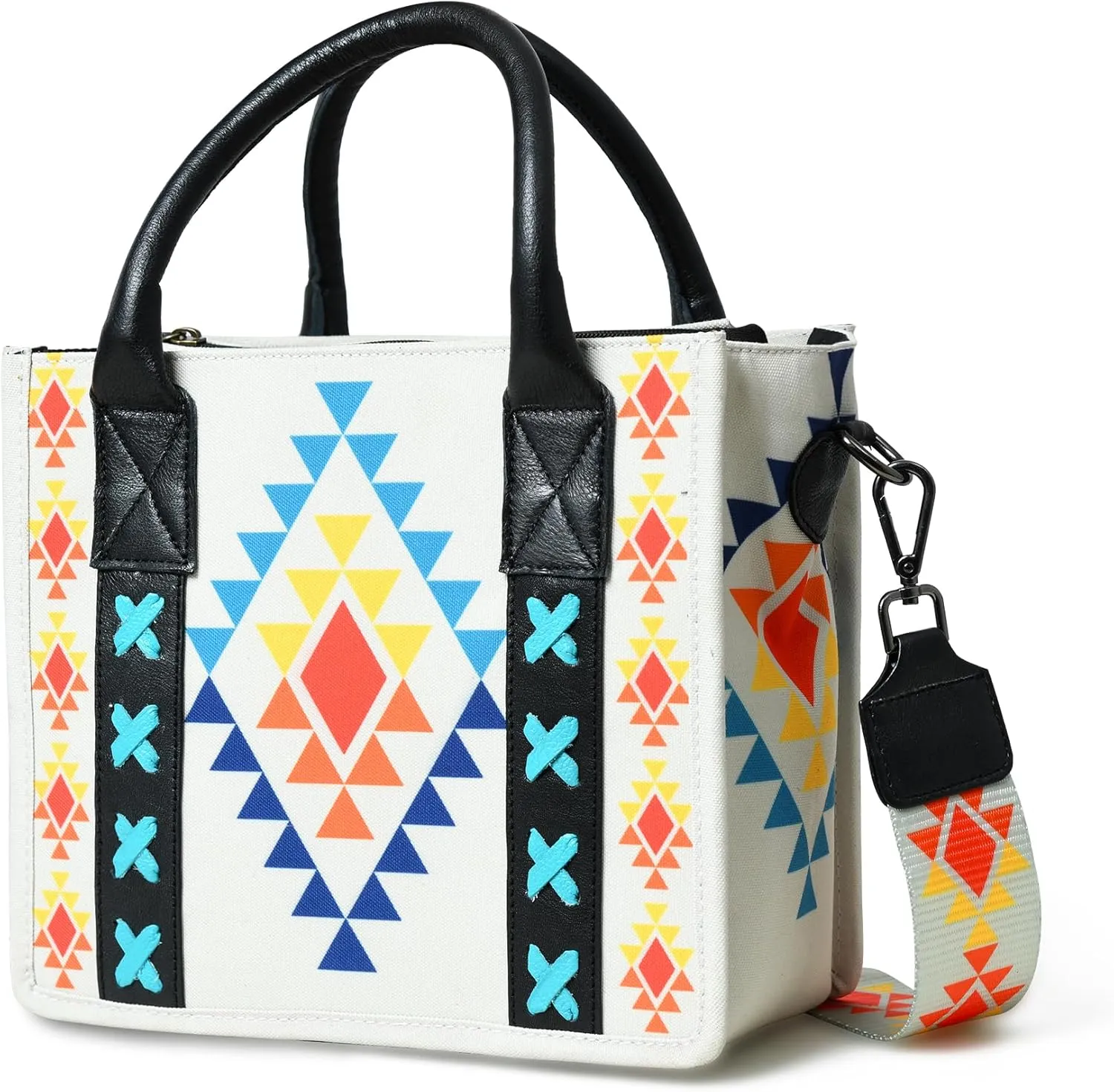 Merbaa Canvas Aztec Tote Bag for Women - Boho Shoulder Purses and Handbags