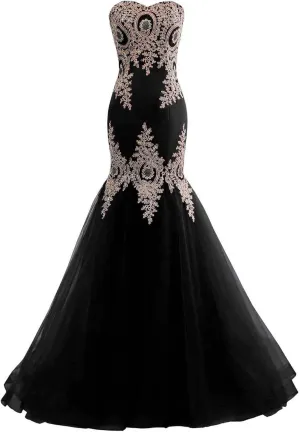 Mermaid Tulle Prom Dresses for Women 2025 Long Lace Appliques Sweetheart Formal Dress Wedding Evening Party Gowns