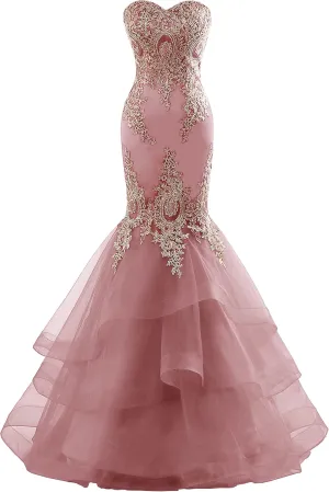 Mermaid Tulle Prom Dresses for Women 2025 Long Lace Appliques Sweetheart Formal Dress Wedding Evening Party Gowns