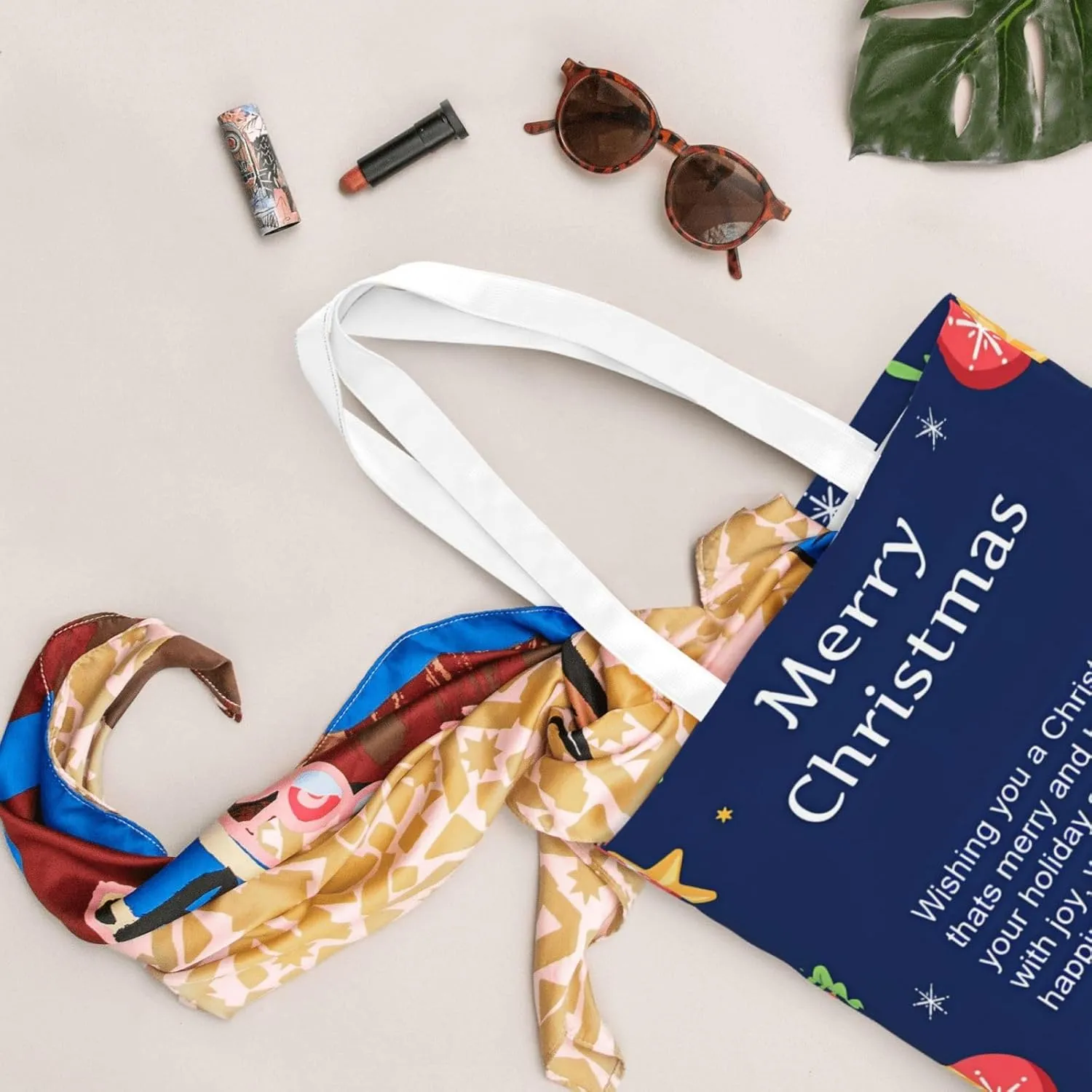 Merry Christmas Tree Snowflake Canvas Tote Bag for Women Reusable Grocery Shoulder Bags Shopping Handbags