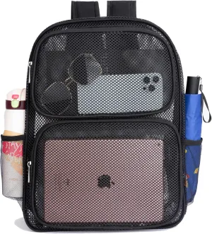 Mesh Backpack for School Heavy Duty Mesh Book bag Mesh See Through Backpack for School Beach, Travel