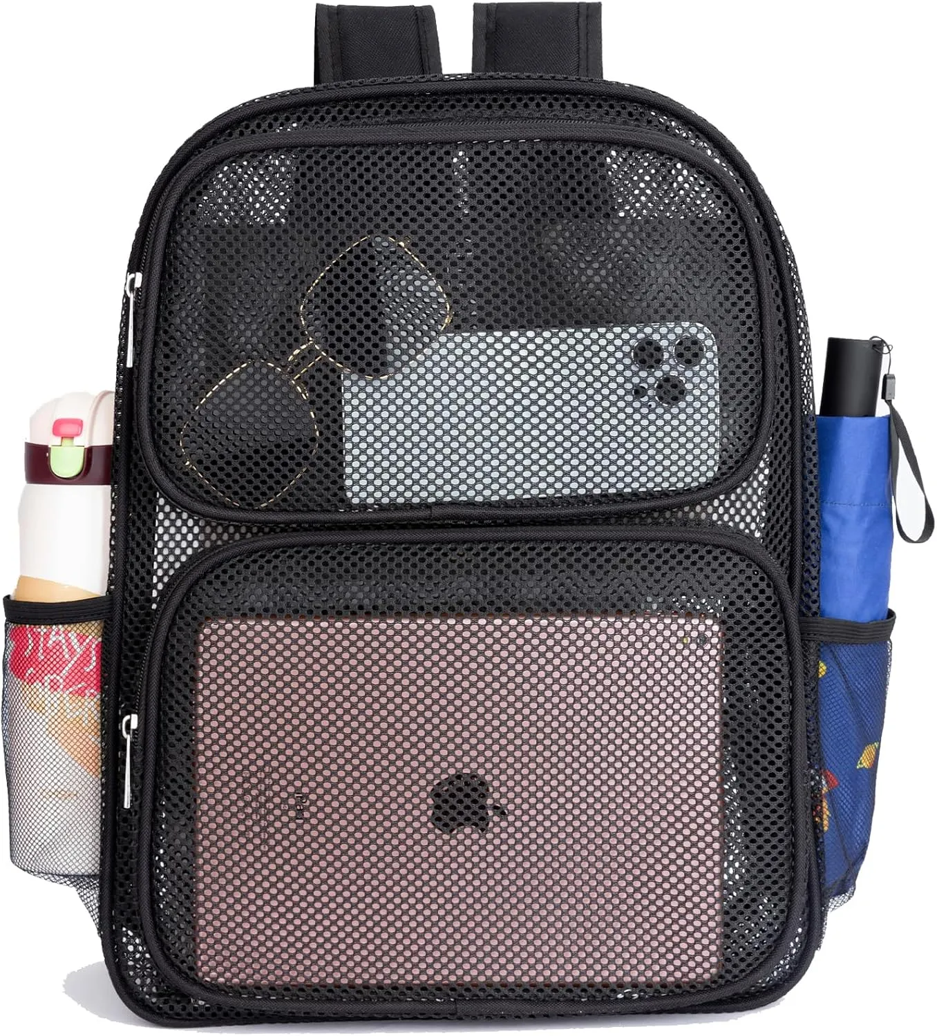 Mesh Backpack for School Heavy Duty Mesh Book bag Mesh See Through Backpack for School Beach, Travel